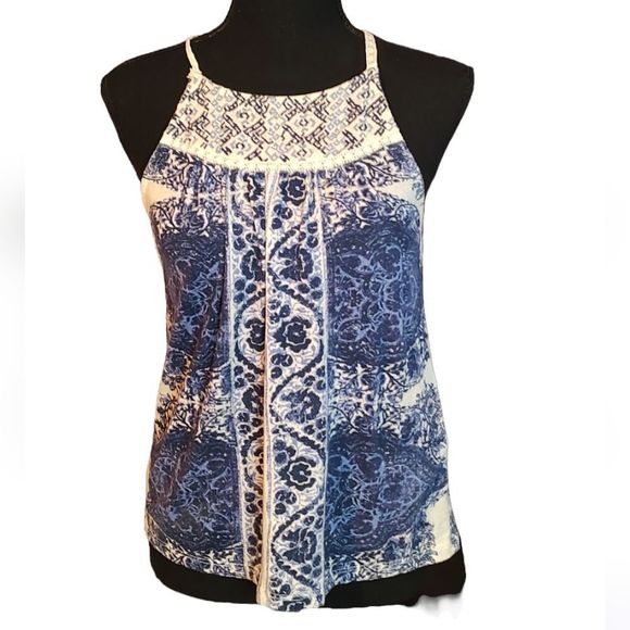Lucky Brand Tops - Lucky Brand Boho Blue Lace Crochet Tank XS